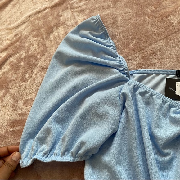 NWT I Saw It First Blue milkmaid tie front blouse - Picture 6 of 6